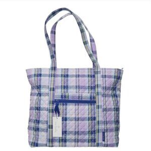 Vera Bradley Vera Tote Quilted Handbag Weekender Amethyst Plaid Travel NWT